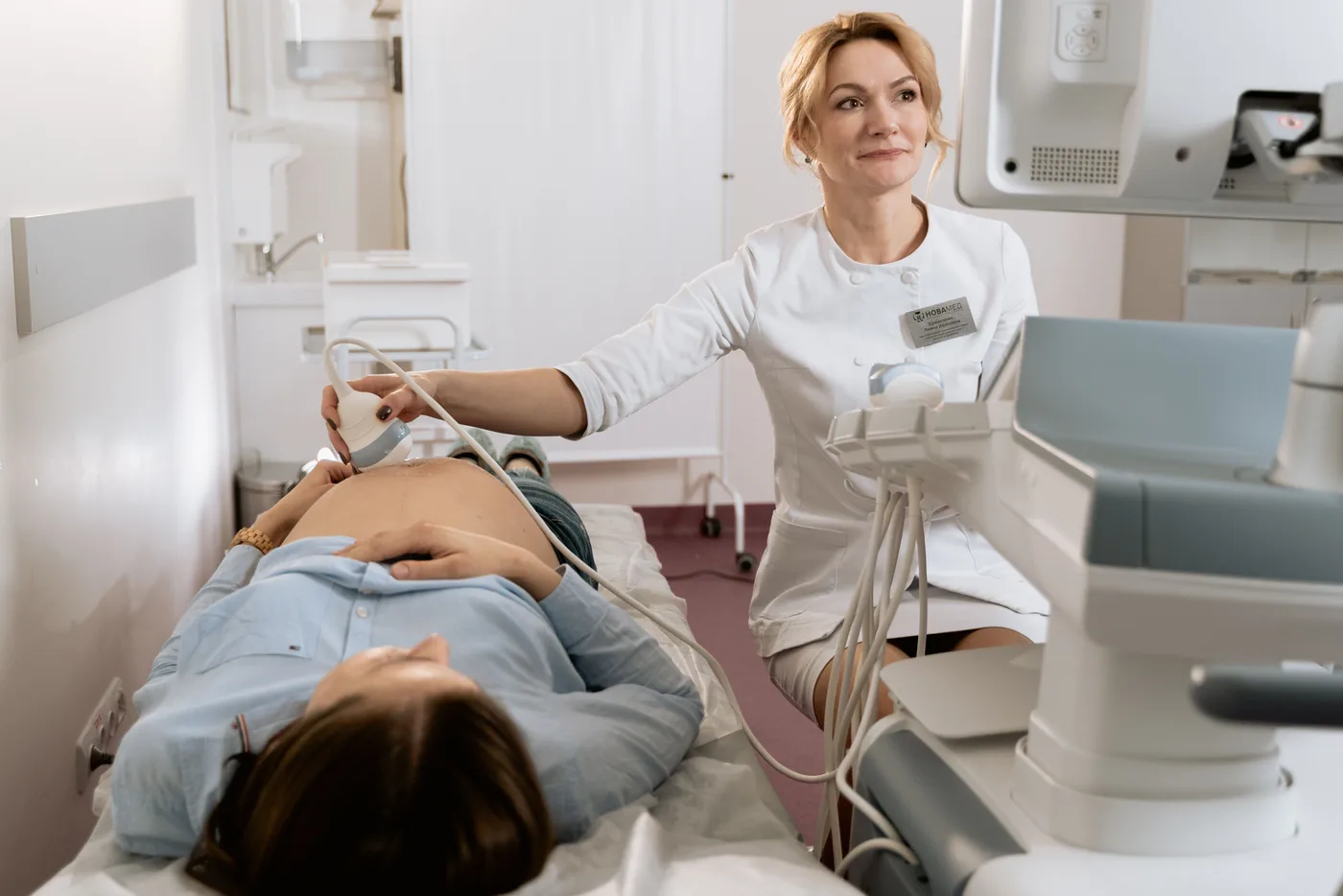Ultrasound assessment during pregnancy — illustrative stock photograph